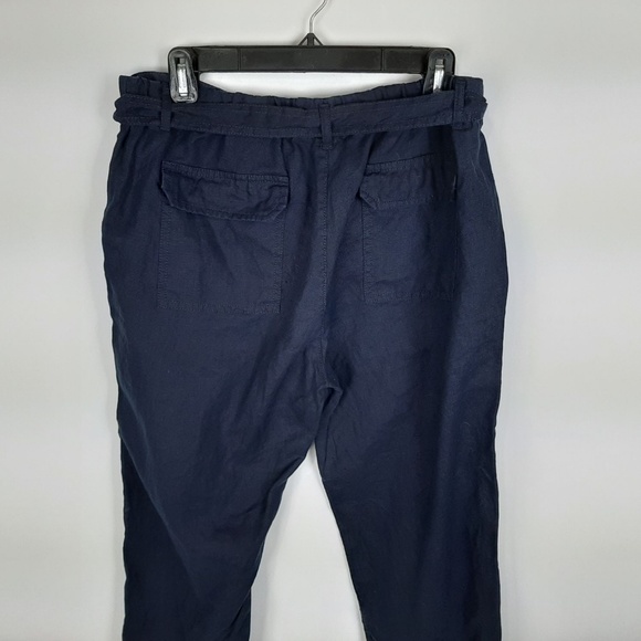 G. H. Bass & Co. Women's 100% Linen Pants Elastic Waist Size 12 Blue - Picture 4 of 6